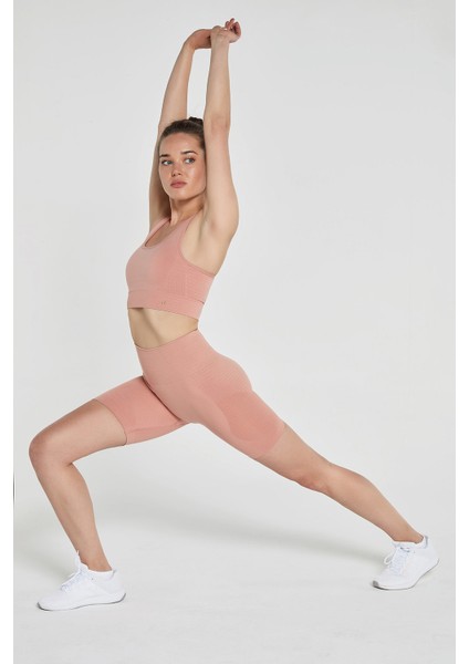 Gela Çift Katlı Kompress Sport Bra Pastel Pembe