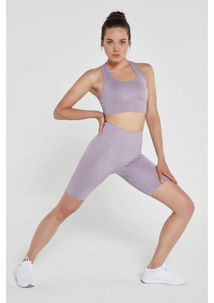 Gela Çift Katlı Kompress Sport Bra Pastel Mor