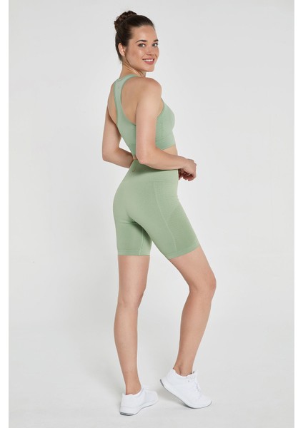 Gela Çift Katlı Kompress Sport Bra Pastel Yeşil