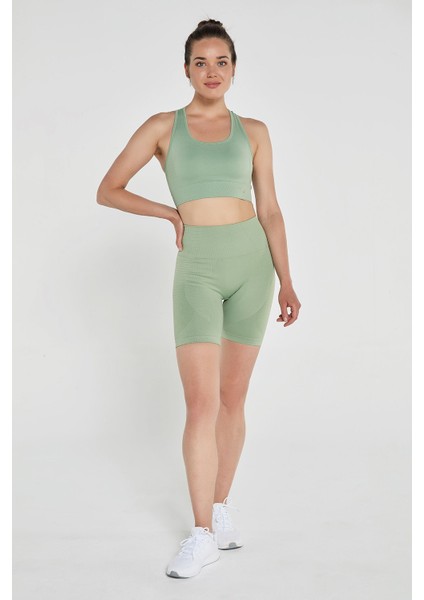Gela Çift Katlı Kompress Sport Bra Pastel Yeşil