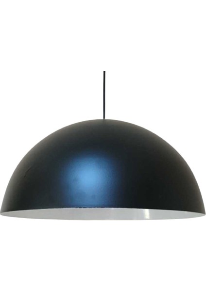 Retro Metal Sarkıt Avize Siyah Içi Beyaz 40 cm