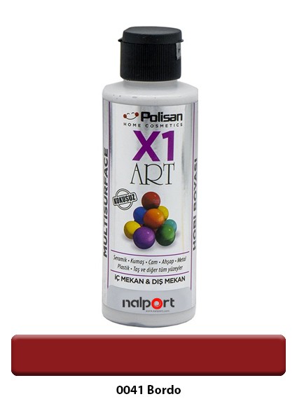 X1 Art Multisurface Hobi Boyası Bordo 120 ml