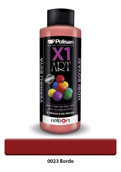 X1 Art Vernikli Hobi Boyası Bordo 120 ml