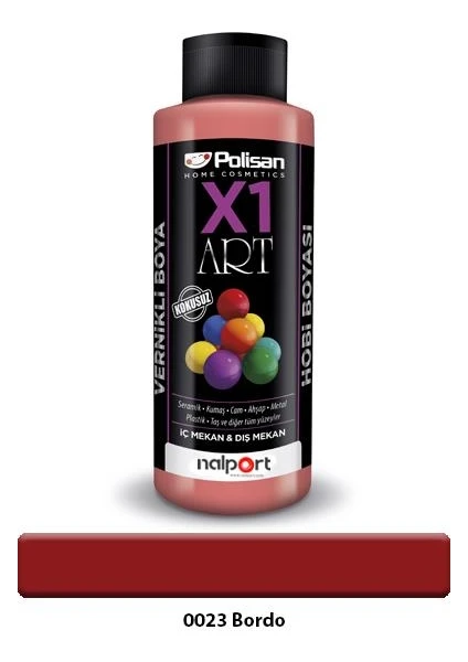 X1 Art Vernikli Hobi Boyası Bordo 120 ml