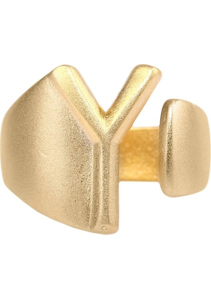 Kadın Mat Altın Renk Kaplama Ayarlanabilir Y Harfi Yüzük fırsatları
