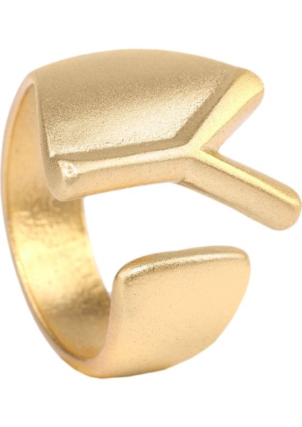 Kadın Mat Altın Renk Kaplama Ayarlanabilir Y Harfi Yüzük indirimleri