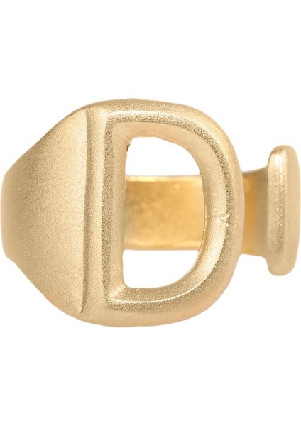 Kadın Mat Altın Renk Kaplama Ayarlanabilir D Harfi Yüzük fırsatları