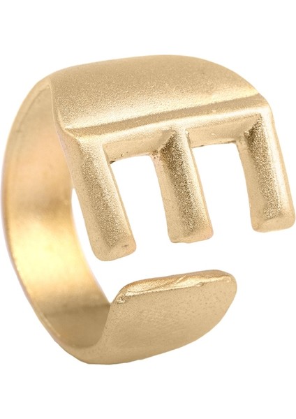 Kadın Mat Altın Renk Kaplama Ayarlanabilir E Harfi Yüzük indirimleri