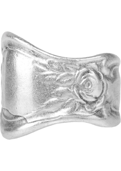 Kadın Antik Gümüş Kaplama Retro Tarz Çiçek Motifli Ayarlanabilir Kaşık Yüzük fırsatları