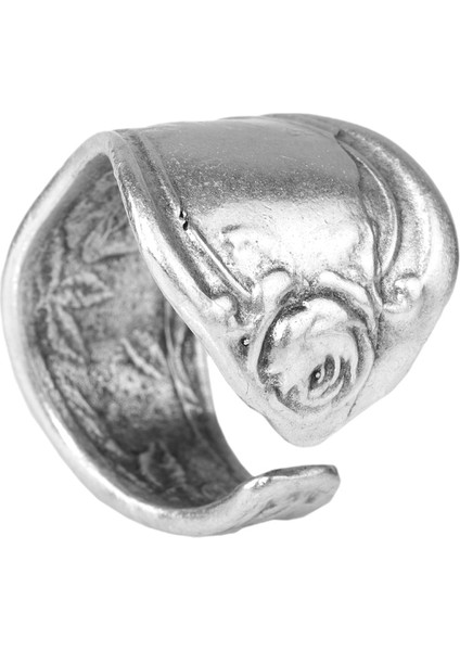 Kadın Antik Gümüş Kaplama Retro Tarz Çiçek Motifli Ayarlanabilir Kaşık Yüzük indirimleri