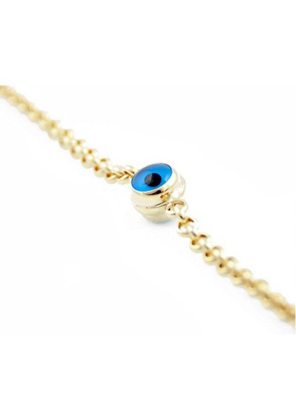 14 Ayar Altın Doch Zincirli Tek Nazar Göz Kadın Bileklik