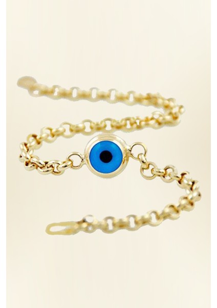 14 Ayar Altın Doch Zincirli Tek Nazar Göz Kadın Bileklik modelleri