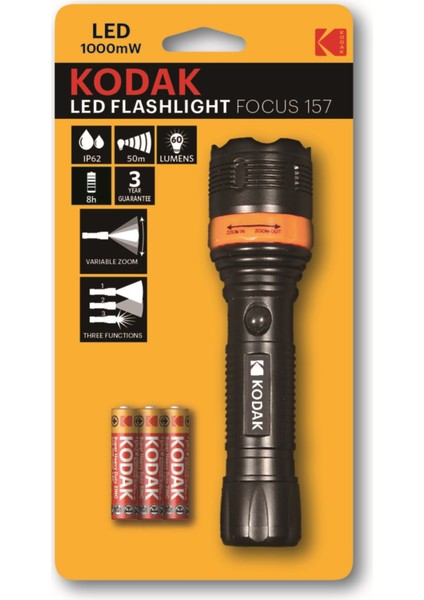 Focus 157 LED El Feneri - 3 Adet Pil Hediyeli