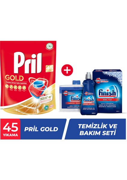 Gold Tablet 45 Yıkama + Finish Makine Temizlik ve Bakım Seti