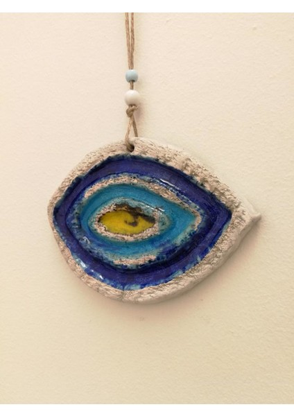 Seramik Mini Göz Nazarlık Dekoratif Duvar Süsü 11x14 Cm modelleri