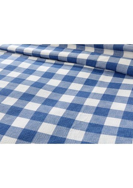 English Home Gingham Baskılı Çift Kişilik Pike 200 x 220 cm Lacivert