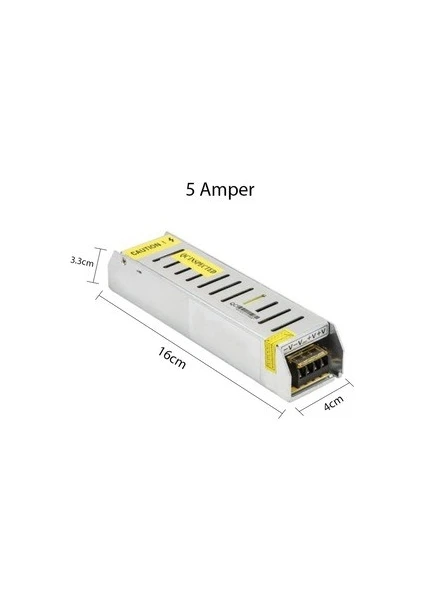 Slim LED Trafo 12 Volt Metal Kasa 5 Amper