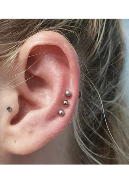 3 Adet Set Titanyum Labret Piercing Kıkırdak Tragus Helix Piercing