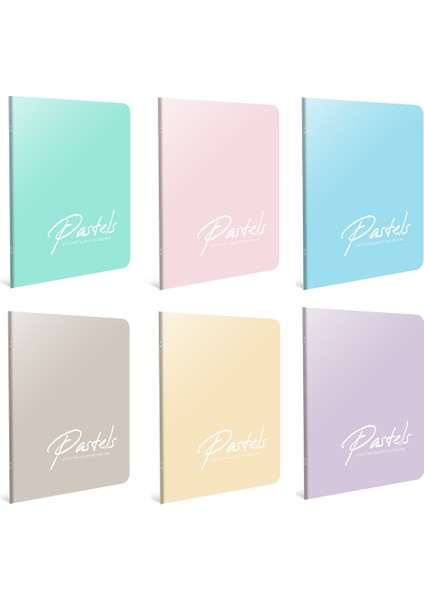 Pastels Tel Dikişli A4 60 Yaprak Pp Kapak Defter Kareli 6 Adet