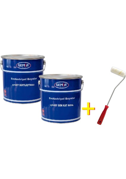 Gemsa Solventli Epoxy Son Kat Boya 15 kg ve Serleştirici 2 kg Boncuk Mavi