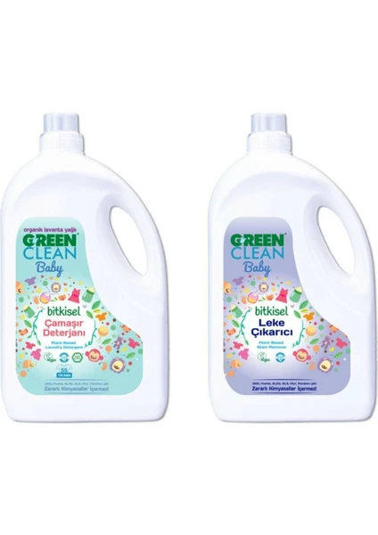 Green Clean Bitkisel Baby Çamaşır Deterjanı 2750  ml ve Baby Leke Çıkarıcı 2750 ml