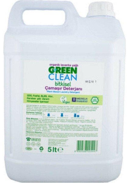 Green Clean   Green Clean Organik Lavanta Yağlı Bitkisel Çamaşır Deterjanı 5lt