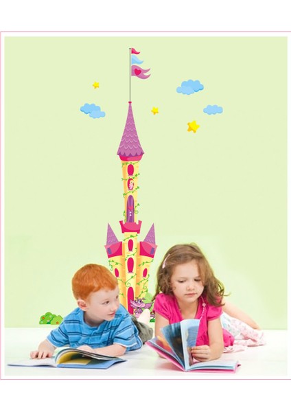 Kız Çocuk Odası Dekorasyonu Prenses Masal Kulesi Kendinden Yapışkanlı Pvc Sticker Duvar Dekoru modelleri