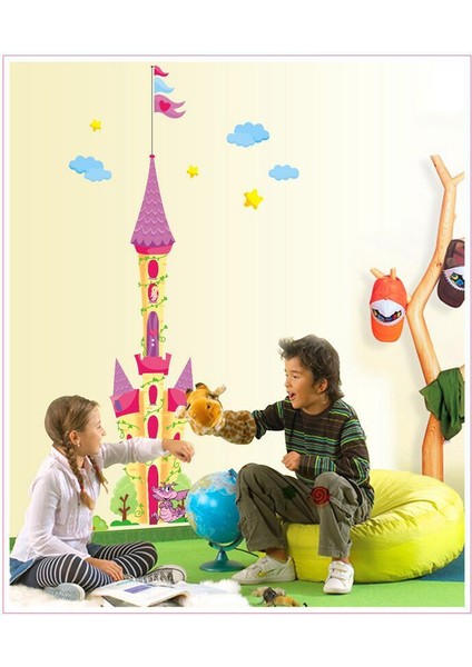 Kız Çocuk Odası Dekorasyonu Prenses Masal Kulesi Kendinden Yapışkanlı Pvc Sticker Duvar Dekoru indirimleri