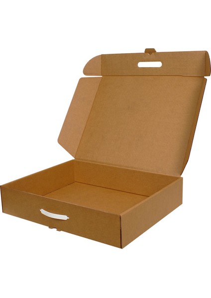 50x40x10cm Kulplu Çift Oluklu Kilitli Kutu -Kraft 5'li