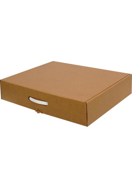 50x40x10cm Kulplu Çift Oluklu Kilitli Kutu -Kraft 5'li fiyatları