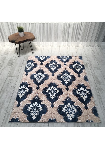 Yıkanabilir Kaymaz Taban Desen 020 Mavi 80 x 150 cm Dijital Baskı Halı