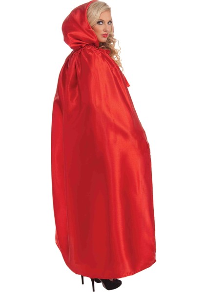 Kırmızı Renk Saten Pelerin Halloween Pelerin 140 cm modelleri