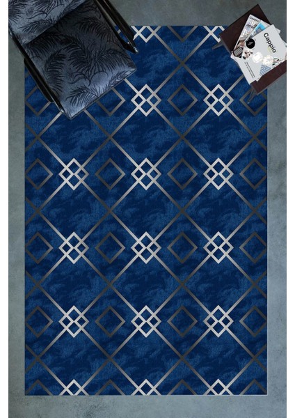 Cappio Prizma Desenli Dokulu Mavi Halı