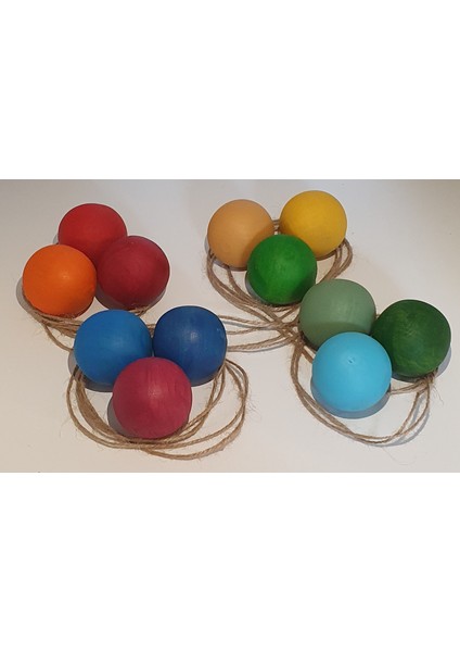 Ahşap Top Gökkuşağı Tonları 12'li Set 5 cm
