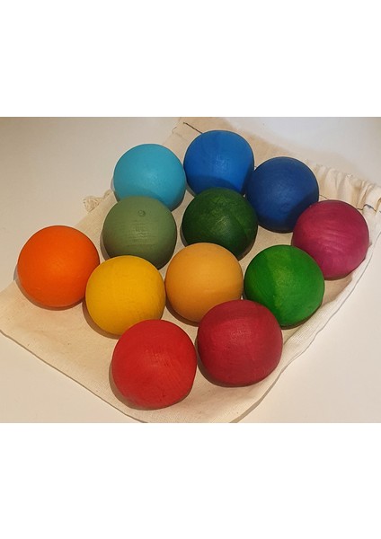 Ahşap Top Gökkuşağı Tonları 12'li Set 5 cm