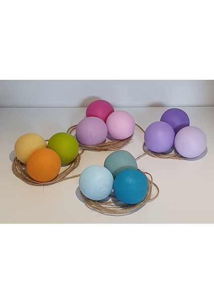 Ahşap Top Pastel Boyalı 12'li Set 4 cm