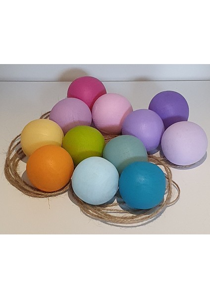 Ahşap Top Pastel Boyalı 12'li Set 4 cm fiyatları