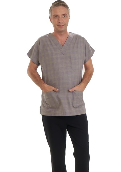 V Yaka Doktor Önlüğü Eczacı Önlüğü Laborant Önlüğü Hemşire Önlüğü Estetisyen Önlüğü Fuşya Kısa Kol Erkek Önlük