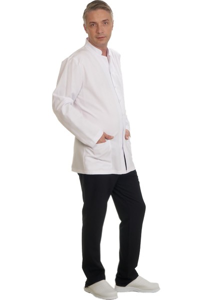 Erkek Hakim Yaka Doktor Önlüğü Eczacı Önlüğü Hemşire Önlüğü Estetisyen Önlüğü Alpaka Uzun Kol Önlük