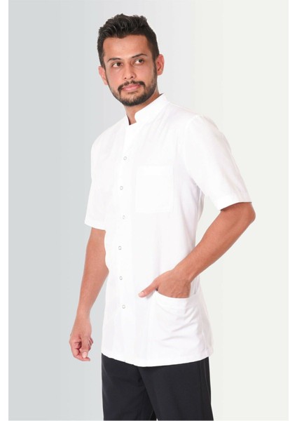 Erkek Hakim Yaka Doktor Önlüğü Eczacı Önlüğü Hemşire Önlüğü Estetisyen Önlüğü Alpaka Kısa Kol Önlük