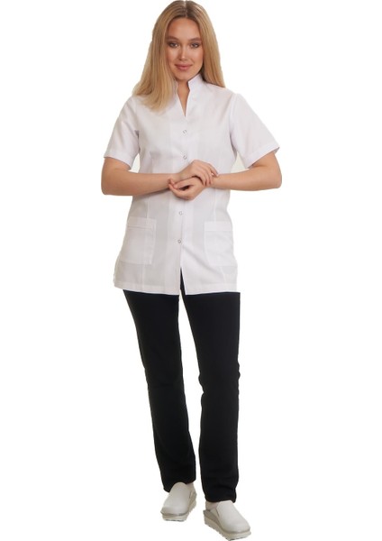 Darphın Doktor Önlüğü Eczacı Önlüğü Hemşire Önlüğü Estetisyen Önlüğü Alpaka Beyaz Önlük Kapri Kol