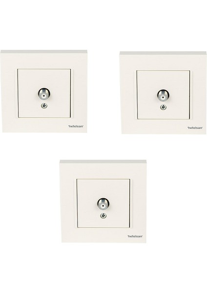 Beyaz Uydu Anten Prizi 3 Adet