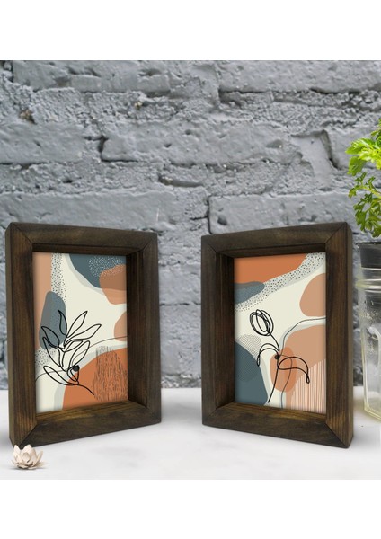 Gift Dekoratif 2'li Doğal Masif Ahşap Çerçeve 15X20CM-40