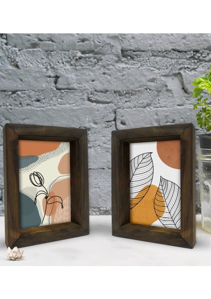 Gift Dekoratif 2'li Doğal Masif Ahşap Çerçeve 15X20CM-7