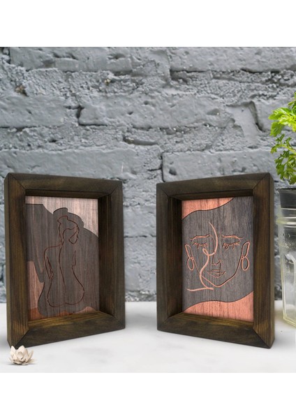 Gift Dekoratif 2'li Doğal Masif Ahşap Çerçeve 15X20CM-49