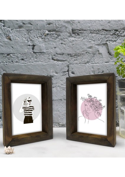 Gift Dekoratif 2'li Doğal Masif Ahşap Çerçeve 15X20CM-27