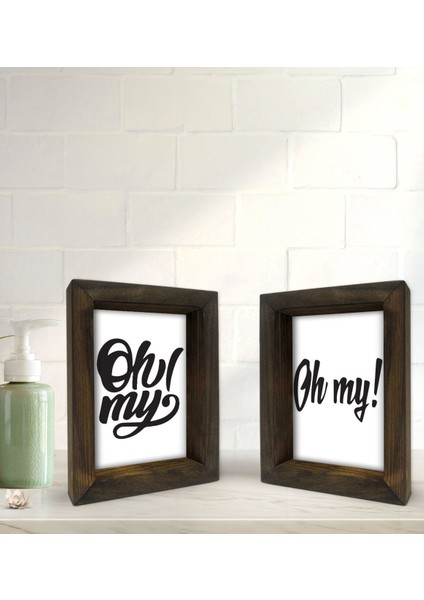 Gift Banyo Dekoratif 2'li Doğal Masif Ahşap Çerçeve 15X20CM-13