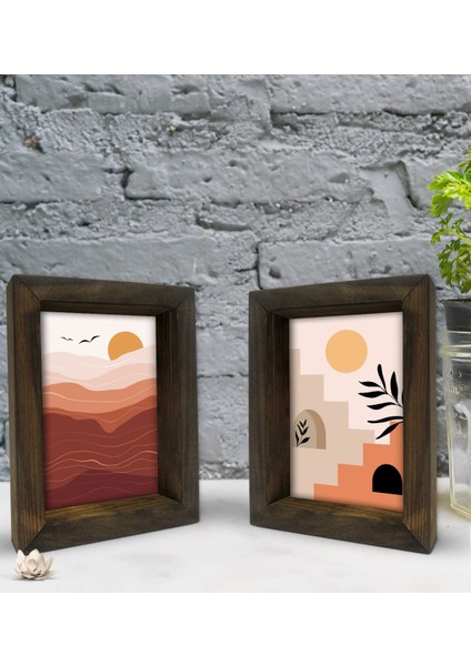 Gift Dekoratif 2'li Doğal Masif Ahşap Çerçeve 15X20CM-23