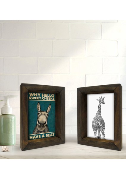 Gift Banyo Dekoratif 2'li Doğal Masif Ahşap Çerçeve 15X20CM-27