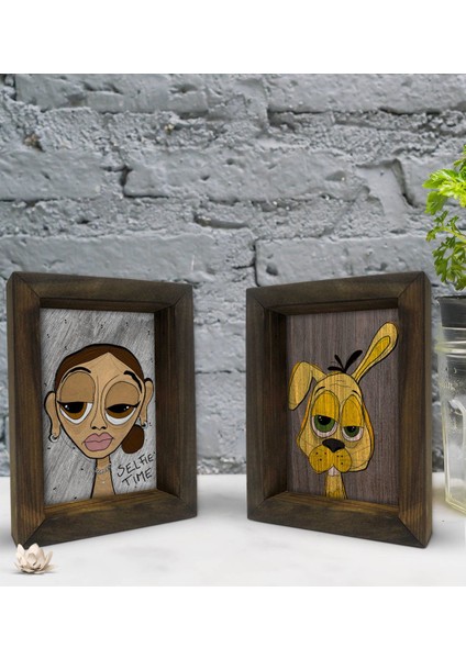 Gift Dekoratif 2'li Doğal Masif Ahşap Çerçeve 15X20CM-53